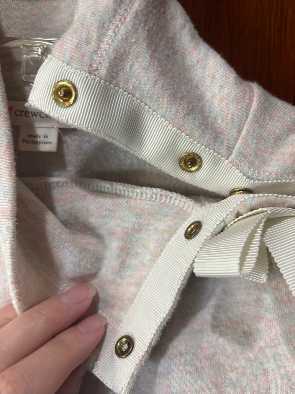 Crewcuts JCrew kids size 8 Speckled Cream Top with Shoulder Bows - Picture 6 of 6